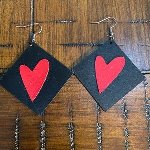 Black/Red Hearts Earrings